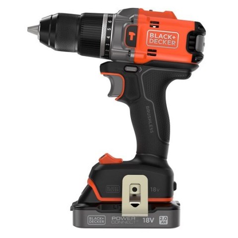 Wiertarko-wkrętarka udarowa akumulatorowa, 50Nm, 18V POWERCONNECT, Black+Decker [BLD683D1XK-QW] 2,0Ah, walizka
