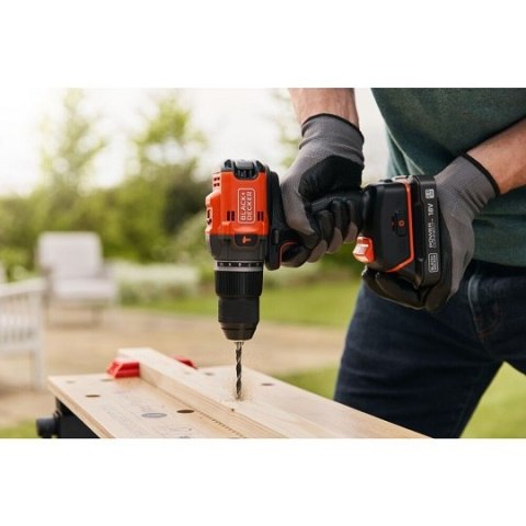 Wiertarko-wkrętarka udarowa akumulatorowa, 50Nm, 18V POWERCONNECT, Black+Decker [BLD683D2XK-QW] 2x2,0Ah, walizka