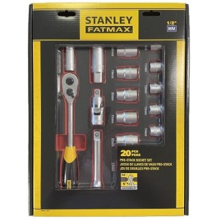 Zestaw 20 szt. nasadek z grzechotką 1/2", wkład do skrzyń PRO-STACK, FATMAX, STANLEY [FMHT0-74297]