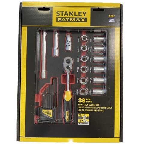 Zestaw 38 szt. nasadek z grzechotką 3/8", wkład do skrzyń PRO-STACK, FATMAX, STANLEY [FMHT0-74296]