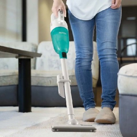 Odkurzacz pionowy 12V max, biały/turkusowy, Makita [CL117FDX2] z wbudowanym akumulatorem 2,0Ah