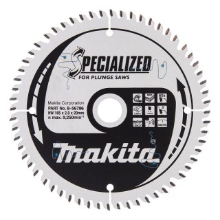 Piła tarczowa do cięcia drewna, laminatu, MDF, 165/20/2,0mm, 60 zębów, SPECIALIZED, Makita [B-56786]
