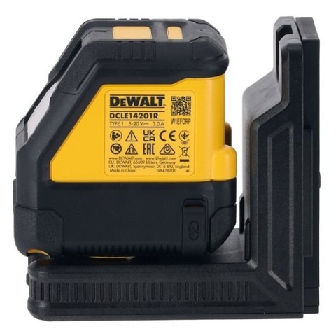 Samopoziomujący laser krzyżowy z wiązką czerwoną, zasięg do 30m, 3,6V/1,7Ah, USB, DeWALT [DCLE14201RB-XJ] walizka
