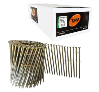 Gwoździe bębnowe TJEP 3,8x130 mm RING ryflowane czarne - 1500 szt., 16°, stalowe do gwoździarek