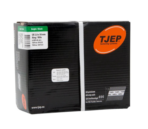 Gwoździe łączone papierem TJEP 2,8x50 mm RING ryflowane czarne – 6000 szt., 34°, do gwoździarek szynowych**