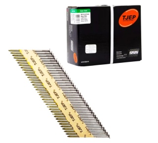 Gwoździe łączone papierem TJEP 2,8x63 mm RING ryflowane czarne - 4600 szt., 34°, do gwoździarek szynowych