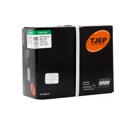 Gwoździe łączone papierem TJEP 2,8x75 mm RING ryflowane czarne – 4000 szt., 34°, do gwoździarek szynowych