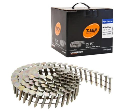 Gwoździe papowe bębnowe TJEP 3,0x32 mm RING ryflowane – 1920 szt., 16°, galwanizowane