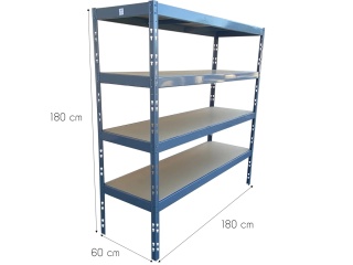 🏗️ Regał magazynowy IRON RACK SYSTEM 180x180x60 cm – 4 półki MDF, 1520 kg nośności