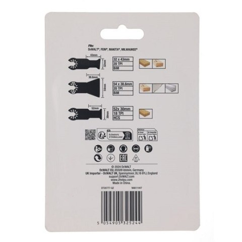 Zestaw 5 szt. brzeszczotów do narzędzi wielofunkcyjnych, EXTREME, DeWalt [DT20777-QZ]