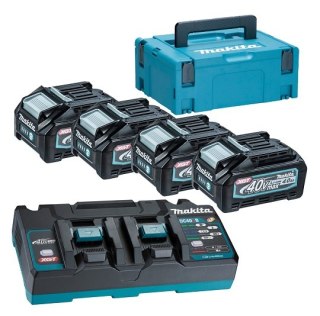 Zestaw zasilający: 4 akumulatory 4,0Ah BL4040 + podwójna ładowarka DC40RB, 40V max XGT, Makita [191U28-6] MAKPAC