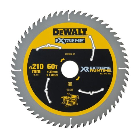 Piła tarczowa 210mm, 60 zębów, XR EXTREME RUNTIME DEWALT [DT99567-QZ]