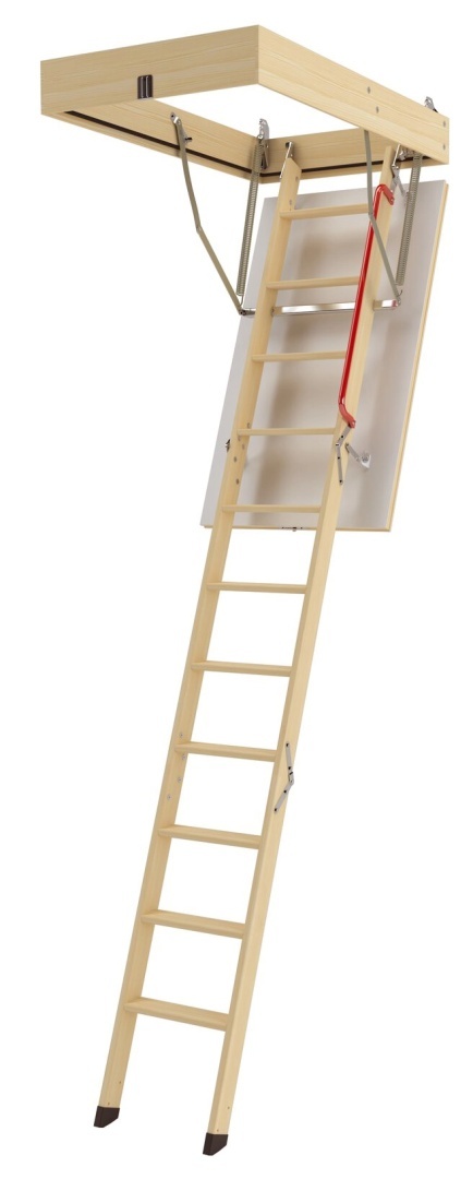 Schody strychowe FAKRO LWK Plus 55x111/280 | U=1,1 W/m²K | drewniane | z poręczą i stópkami