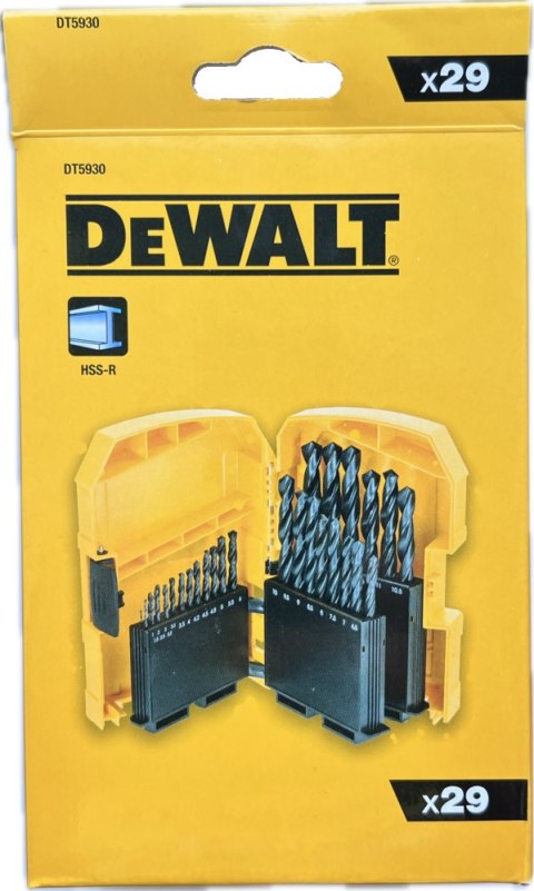 Zestaw 29szt. wierteł do metalu, HSS-R, rozmiary 1-13mm, DEWALT [DT5930-QZ]