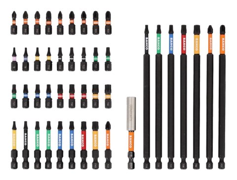 Zestaw 44szt. końcówek udarowych 1/4'', BAHCO [66IM/44C-1]