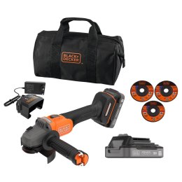 Szlifierka kątowa 115mm, 18V, 2x2,0Ah, Black+Decker [BCG6L8D2S-QW]