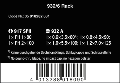 Komplet 6 wkrętaków do pobijania Kraftform Plus 900, WERA [05018282001]